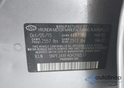 2016 Hyundai Sonata Limited из США, поврежденный, VIN 5NPE34AF4GH316537